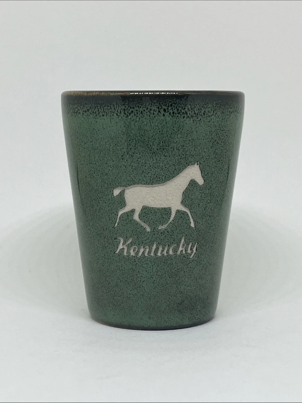 Kentucky Green Ceramic Shot Glass with Horse Motif